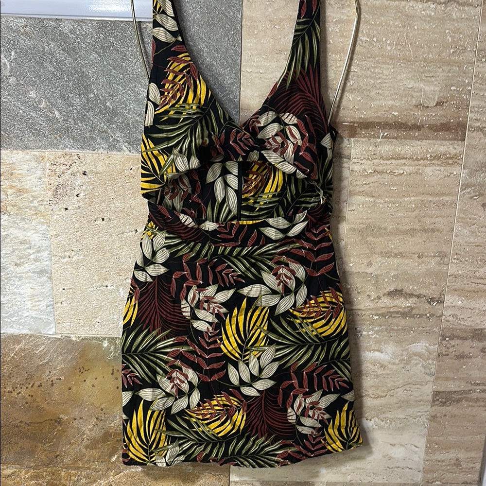 Tropical Print Sleeveless Dress
